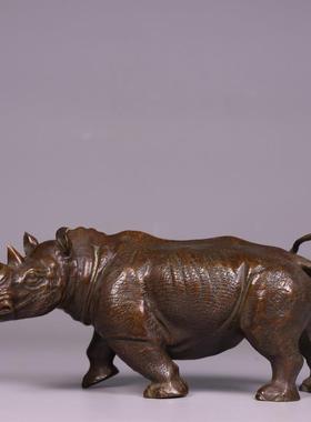 纯铜犀牛摆件铜工艺品家居客厅办公桌装饰品摆放乔迁送礼