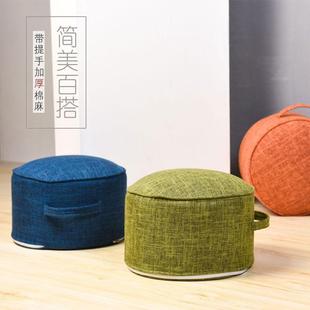 榻榻米圆形软 棉麻布艺小坐墩垫家用客厅蒲团儿童凳子家用加高日式