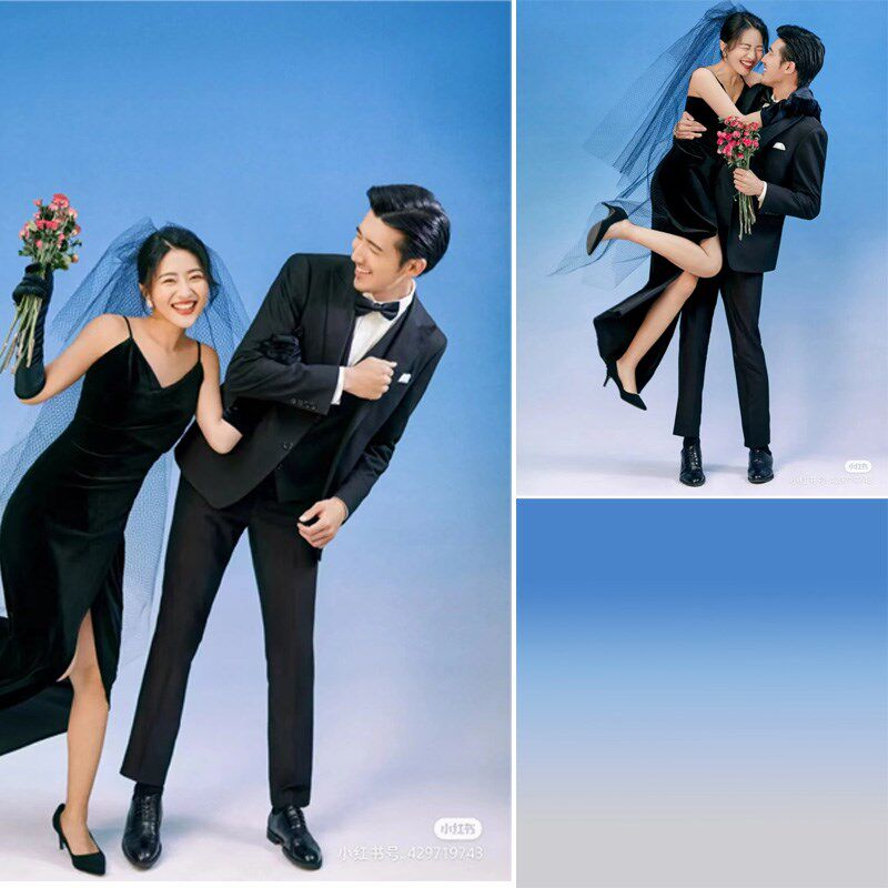 少女写真室内影楼婚纱渐变拍照背景纸商拍蓝色渐变背景摄影背景布