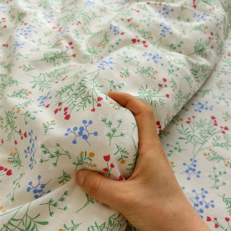YU-含香田园风碎l花床单单件加厚全棉被套床笠四季用可配三四件套