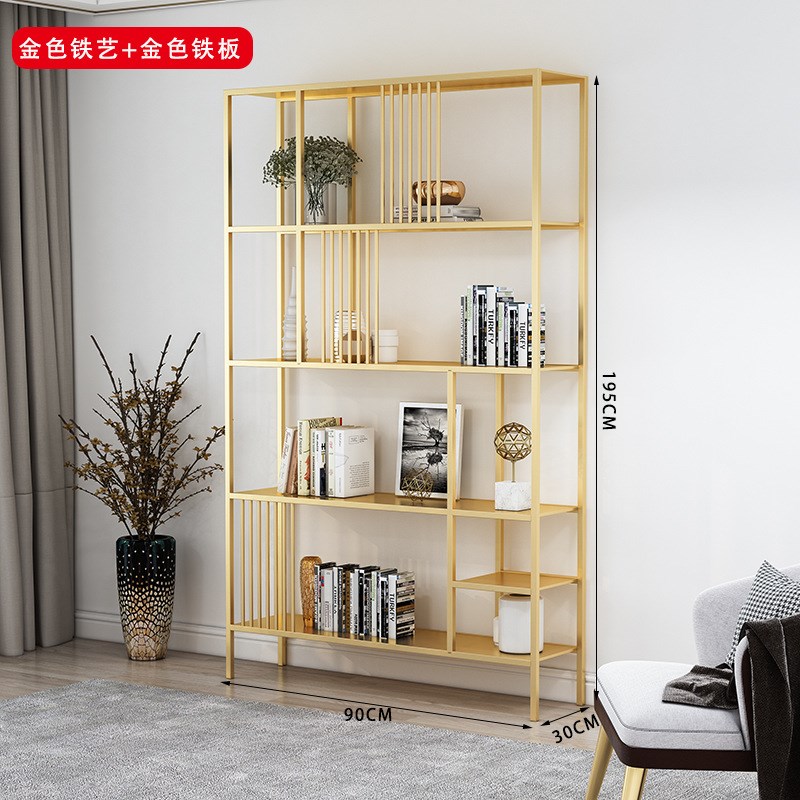 北欧铁艺书架简h约落地置物架客厅小书柜简易储物架多层收纳展示