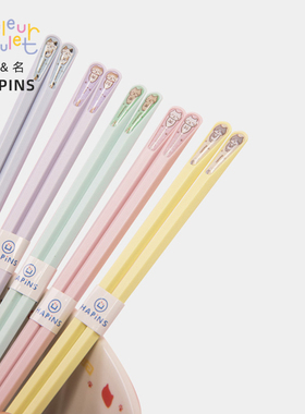 日本HAPiNS猫咪合金筷子家用高档新款一K人一筷专人专用筷子5双装