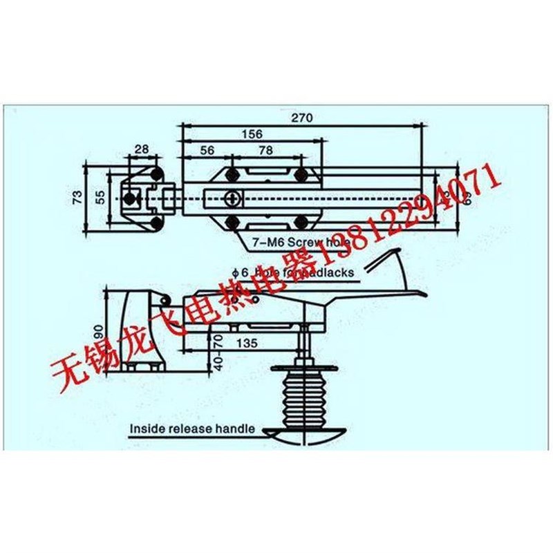 BX-1178凸门冷冻q库半埋门安全把手 烘箱锁 速冻门锁 冷库门锁