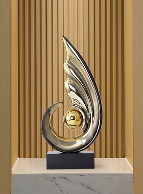 现代轻奢创意抽象玄关摆件样板间办公室客K厅电视柜旁高级感装饰