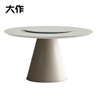 钢化玻璃餐桌现代简约轻奢玻璃转盘小户型家用吃饭圆形餐桌椅组合