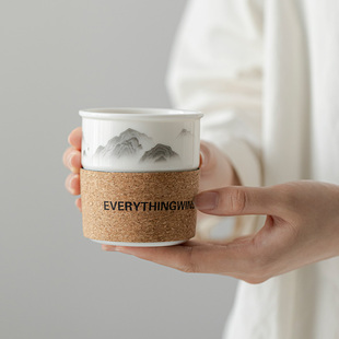 羊脂玉陶瓷喝水杯家用马克杯牛奶杯拿铁杯咖啡杯高档轻奢主人单杯