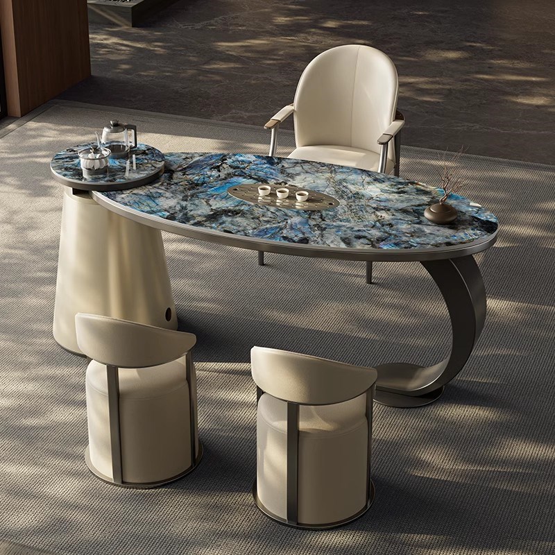 意式岩板家用阳台茶桌椅r组合高档茶几小户型办公烧水壶一体泡茶