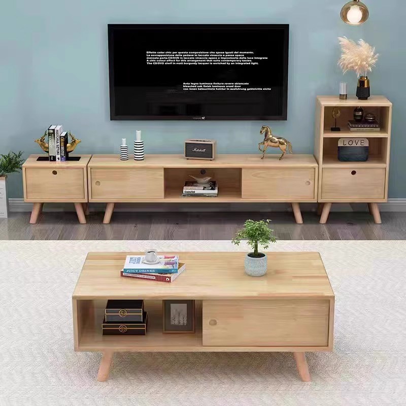 实木橡胶木电视柜茶几组合北欧简约小户型客厅边柜地Z柜墙柜矮柜