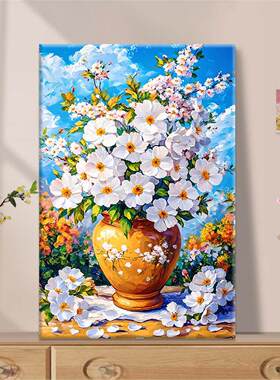 梅花绽放|diy数字油画丙烯填充手绘梅花花系减压油彩涂色画