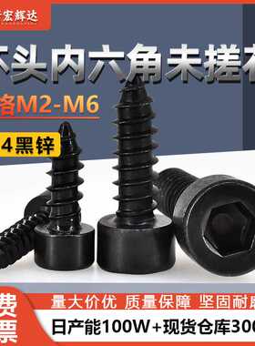 304不锈钢HA内六角杯头自攻螺丝M2M6黑色圆柱头未搓花自攻螺钉