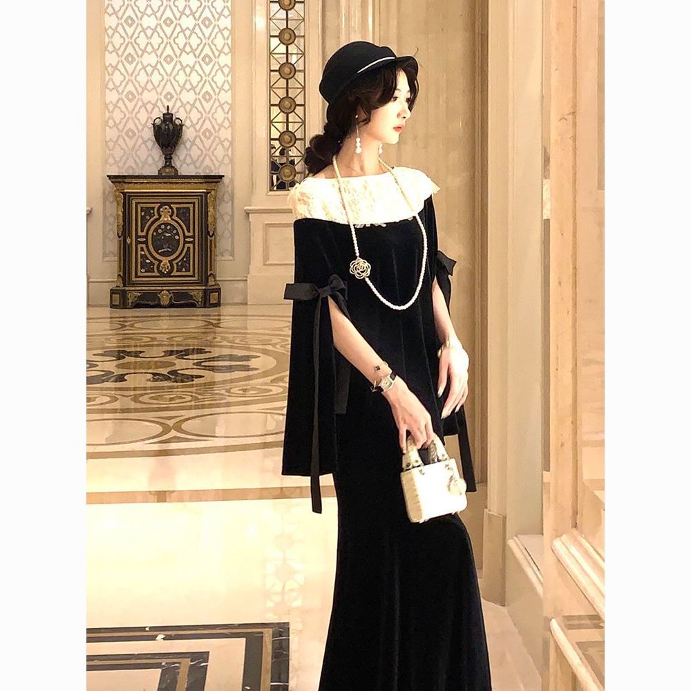 2025秋季金丝绒斗篷上衣无袖鱼尾裙性超仙气半身长裙套装千金感