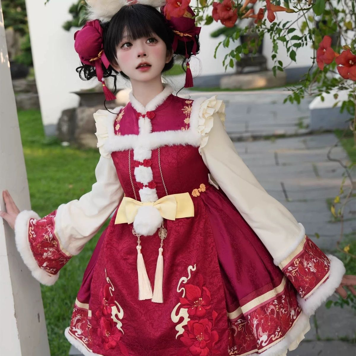 椿雪绒绒洛丽塔正版原创lolita连衣裙加绒公主裙新年战袍