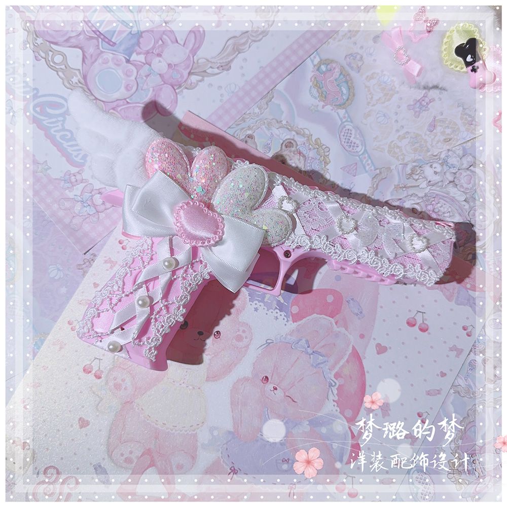 lo枪粉色lolita手枪少女心拍照道具马卡龙吃鸡软妹甜娘cos手持枪