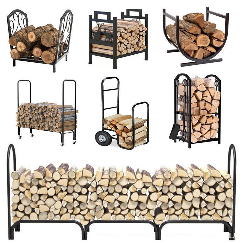壁炉火柴架收纳木材火炉木柴堆放木柴架加厚铁艺柴火摆件置物架