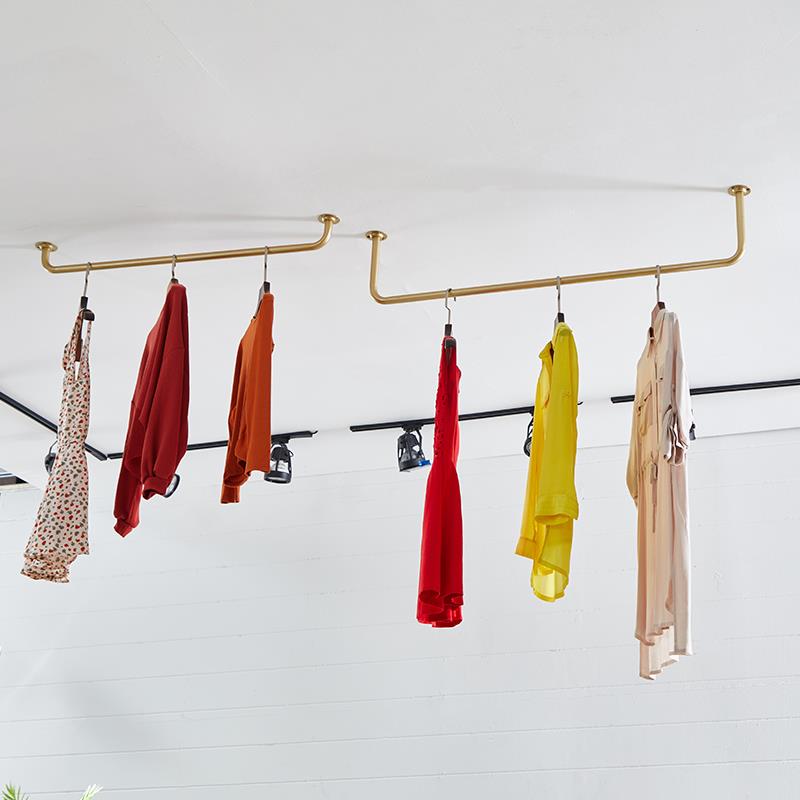 阳台顶装晾衣杆加厚室内U型壁挂凉衣杆网红庭院固定挂衣杆北欧