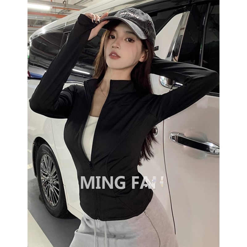 健身上衣女新款紧身长袖训练运动春季跑步晨跑瑜伽服防晒外套