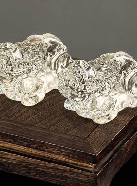 水晶貔貅摆件一对琉璃貔貅家居客厅装饰工艺品乔迁开店铺办公礼品