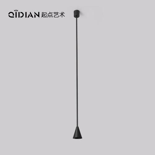 全铜极简床头灯北欧现代简约卧室床头餐厅吧台单头黑色喇叭小吊灯