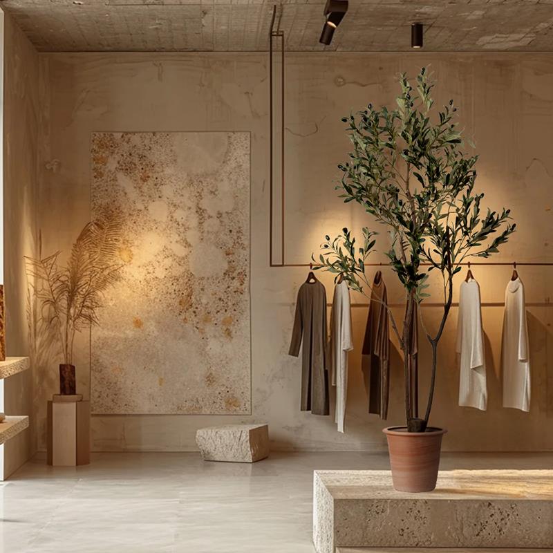 彷真绿色植物大型橄榄树盆栽室内商场门店展厅假植物装饰景观落地