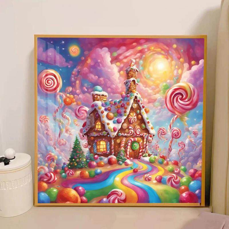 钻石画2024新款糖果屋钻石画点砖石贴画手工5d粘钻十字绣卧室满钻,居家布艺,钻石绣,淘宝优惠券,粉丝福利购,淘宝优惠卷