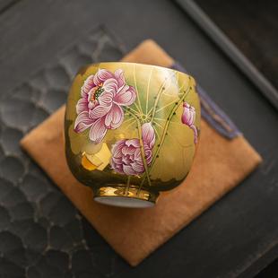 鎏金主人杯陶瓷茶杯茶盏纯金品茗杯家用功夫茶具单杯茶碗建盏送礼