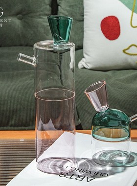 晶淳 厨房橱柜高硼硅玻璃小摆件 彩色餐边柜软装饰品不规则水油壶