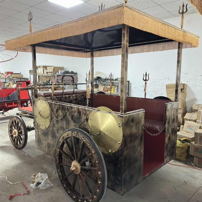 新款仿古铁艺定制蒙古马车复古马车观光接待四轮中式马车来图定制