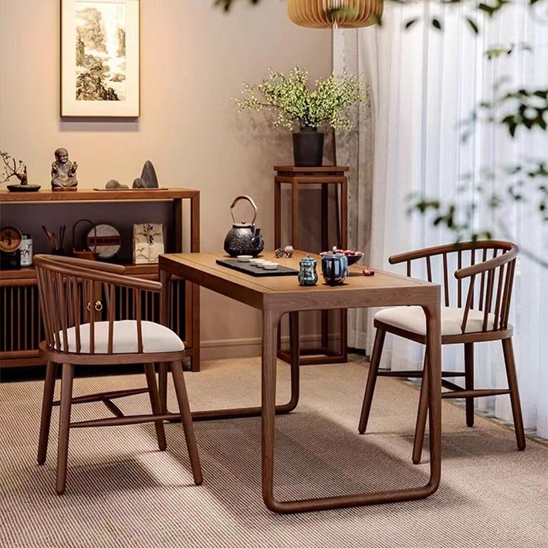 新中式阳台茶桌2025新款小型家用胡桃木实木茶台高端茶室泡茶桌