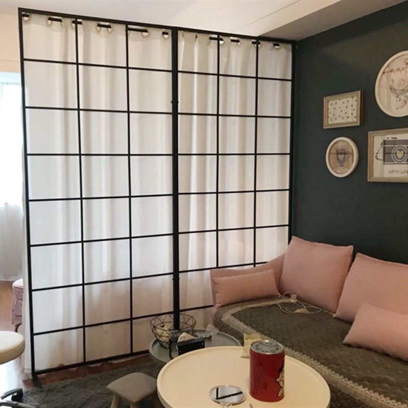 北欧铁艺屏风玄关隔断装饰客厅简约卧室分隔家用房间镂空墙办公酒