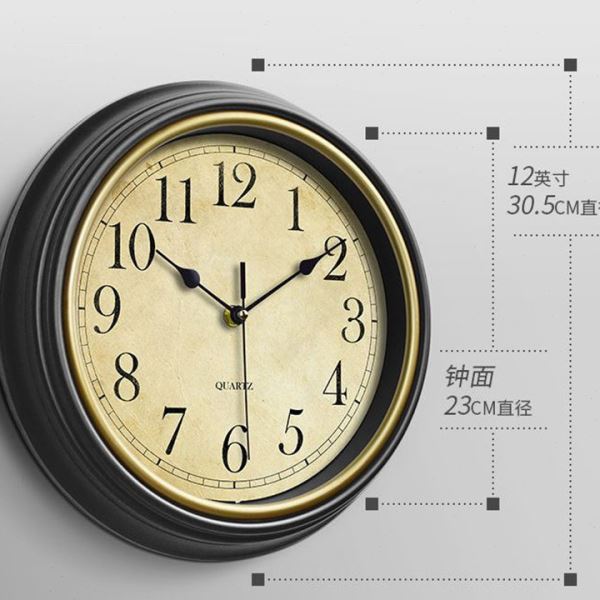 欧式钟表挂客厅挂墙家用美式复古挂钟静音时钟装饰品石英钟免打孔