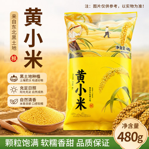 东北米油黄小米480g新米5袋家庭早餐粥米五谷杂粮小米10袋新日期