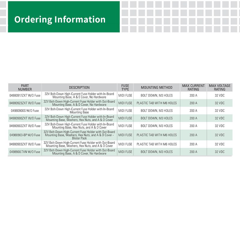 littelfuse04980903ZXT力特 32V螺栓固定式大电流保险丝座4980903