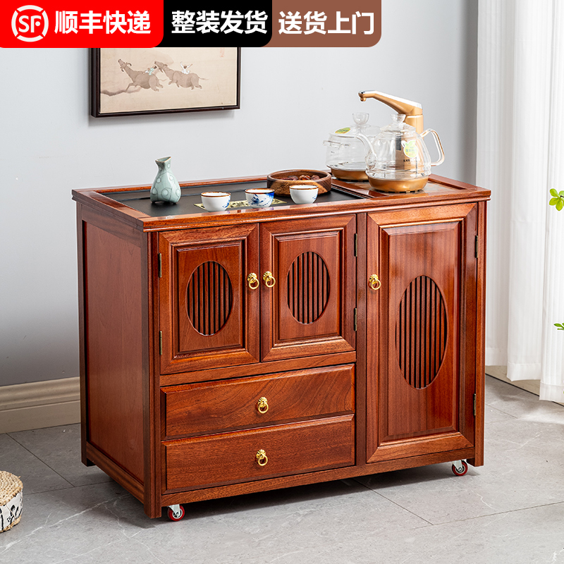 实木茶台新中式移动小茶桌烧水壶一体茶水柜家用茶几柜客厅茶边柜
