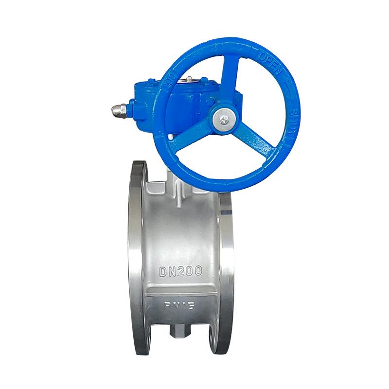 304不锈钢软密封涡轮法兰蝶阀D341X-16P国标手动橡胶阀门DN80100