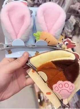 疯狂动物城卡通朱迪尼克狐尼克动物毛绒发夹可爱兔子耳朵发饰头饰