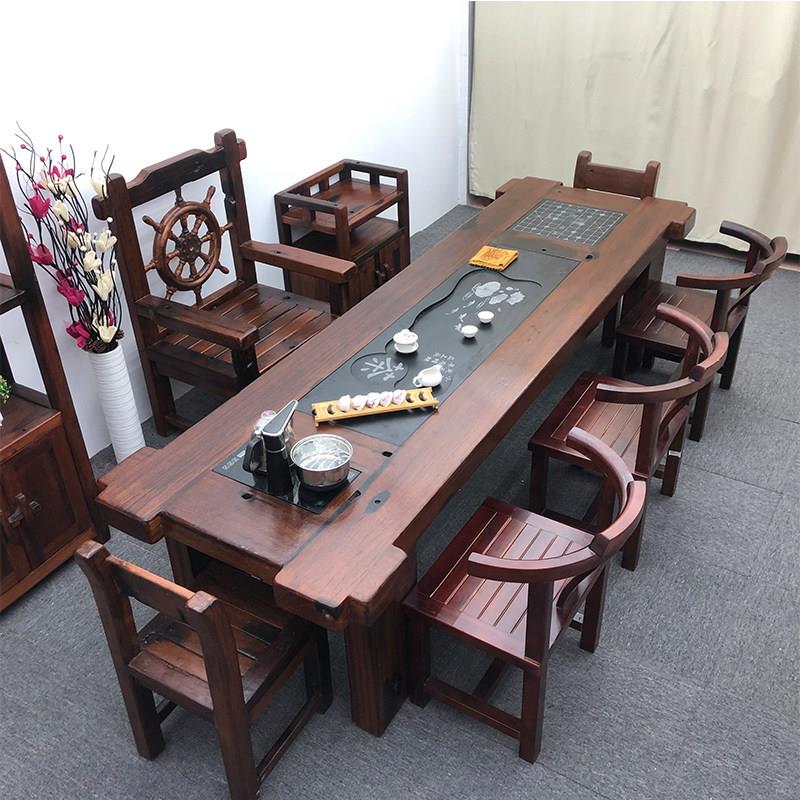 老船木茶桌椅组合中式实木大桌子家用泡茶台功夫茶几茶具套装一体