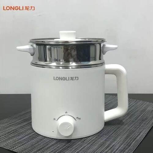 龙力304不锈钢电煮锅家用小功率 LL-8008连体式迷你电锅1.6L