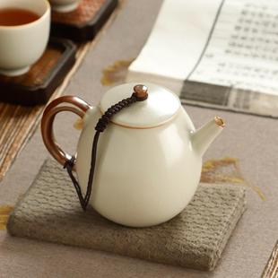 陶瓷米黄汝窑开片小茶壶西施壶家用喝茶水壶单壶泡茶器功夫茶具