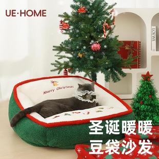 保暖毛绒猫沙发可拆洗宠物沙发小型犬狗窝狗狗宠物窝 圣诞猫窝冬季