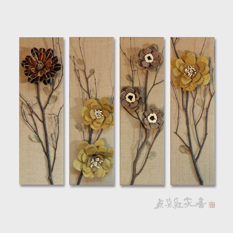 干花麻布框新中式东南亚风复古怀旧玄关民宿墙面壁饰装饰画挂件,家居饰品,壁饰,淘宝优惠券,粉丝福利购,淘宝优惠卷