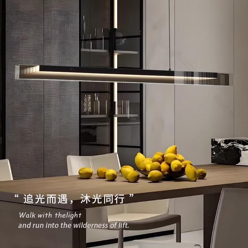 餐厅吊灯意式极简现代简约创意设计师高级感长条一字岛台餐厅灯K