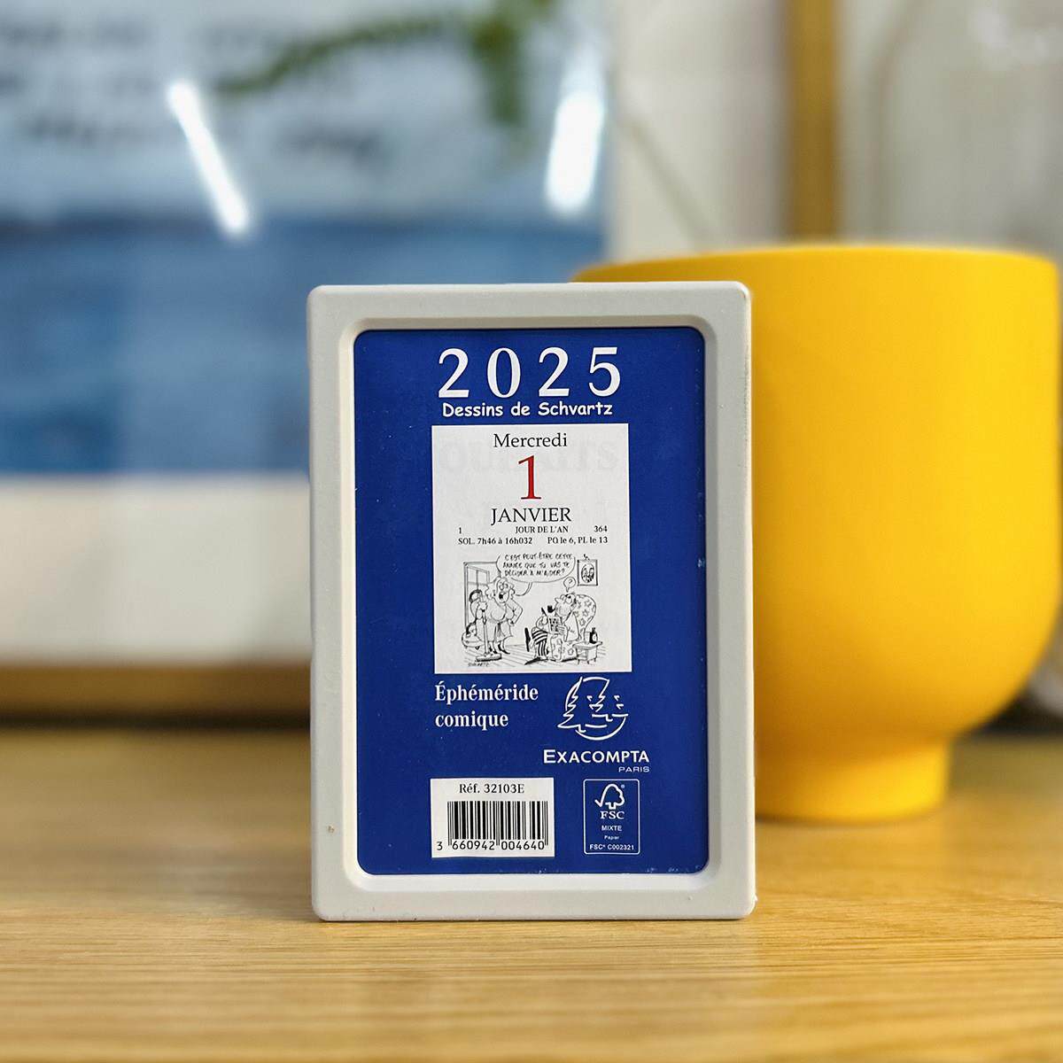 EXACOMPTA迷你法语2026日历台历手账素材每日漫画6.5*9.7cm带背胶
