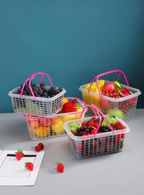 新熟料白色塑料手提水果采摘杨梅篮子草莓篮樱桃龙眼葡萄荔枝篮筐