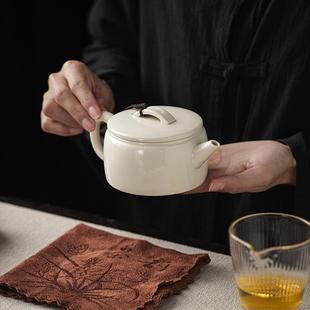 复古草木灰汉瓦壶陶瓷大口茶壶泡茶家用带过滤高档简约茶具套装