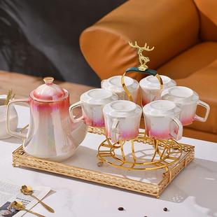 轻奢杯子陶瓷水具乔迁茶具套装 欧式 杯子家用客厅杯具水杯结婚茶杯
