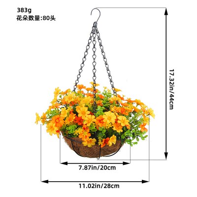 苍岩春季仿真花吊篮多款蝴蝶结挂篮花环家居花卉铁艺吊盆装饰