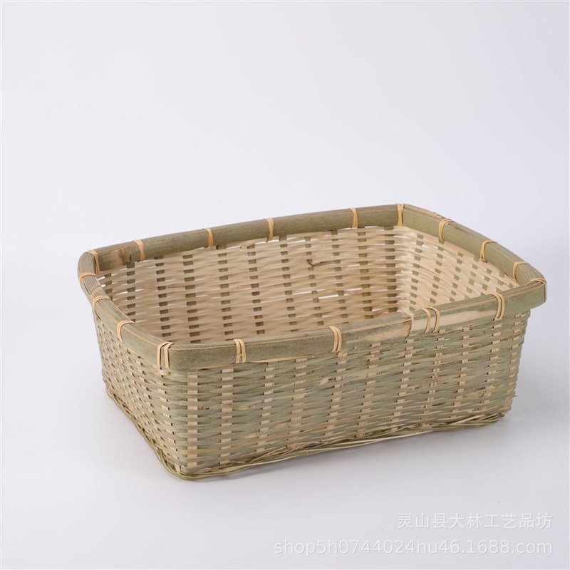 竹编储物篮家用竹制品长方形收纳竹筐竹青竹篮收纳筐