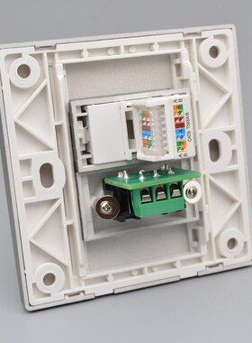 深灰色六类网络带音频插座千兆电脑网线口AV红白双莲花头开关面板