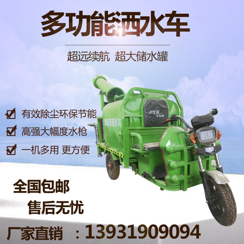 电动洒水车工地用雾炮除尘小型园林绿化环保水炮车三轮高压清洗车