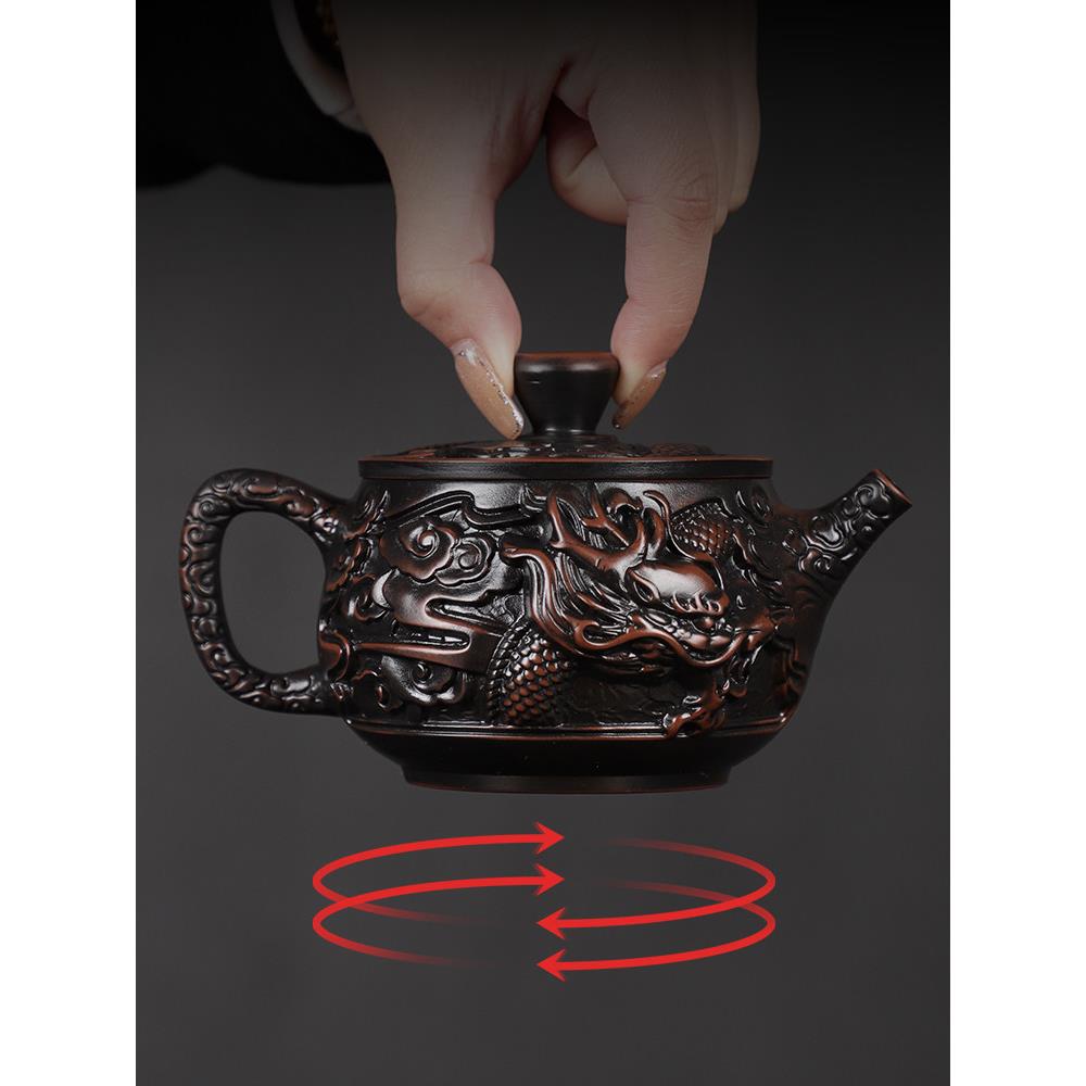 云南紫陶茶壶大容量凤鸣壶功夫茶具家用纯手工茶壶中式礼品转转壶